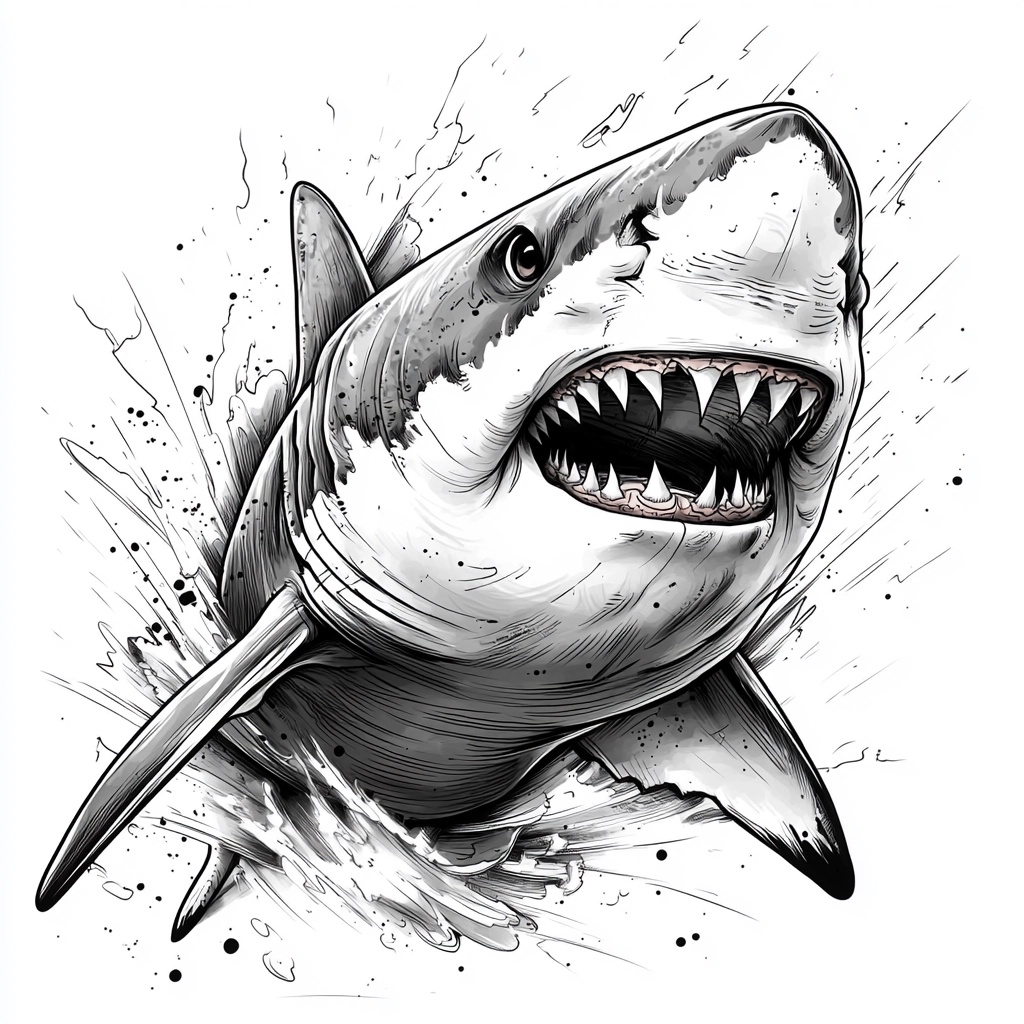 Bold Shark Tattoo Design - Ed Hardy Style Art