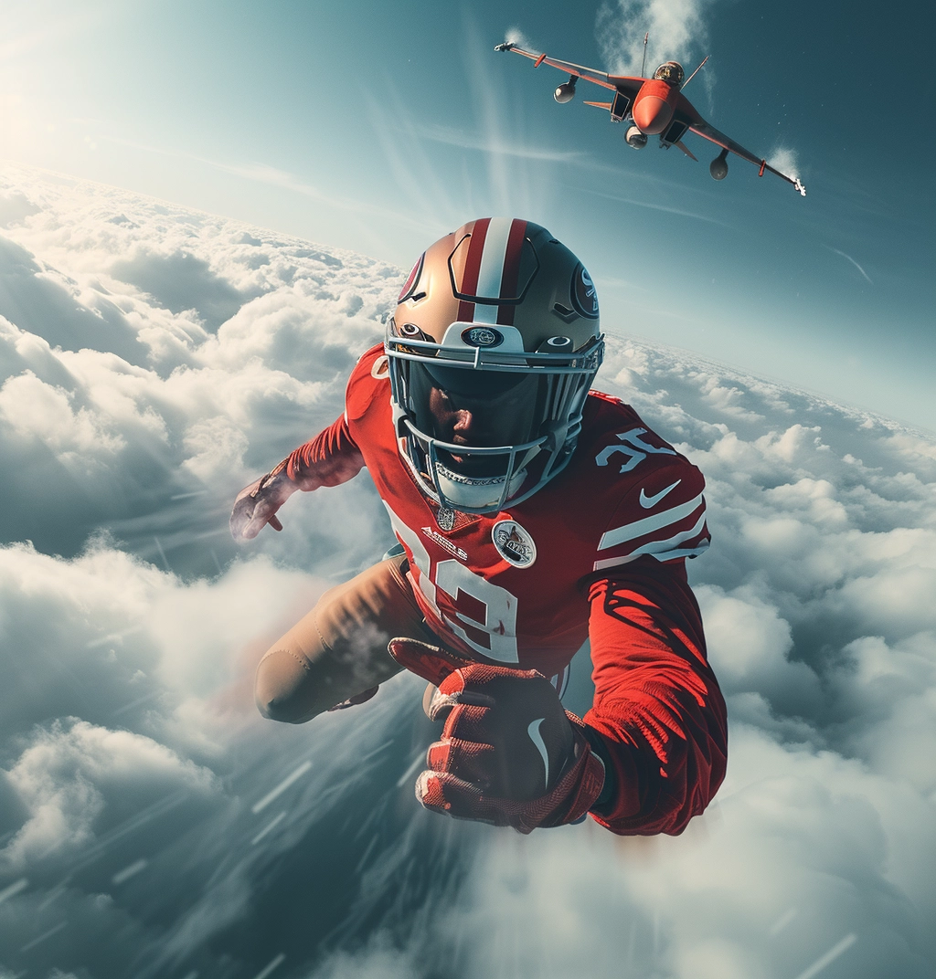 49ers' Sky High Showdown: Football Meets F-16C Fighter Jet