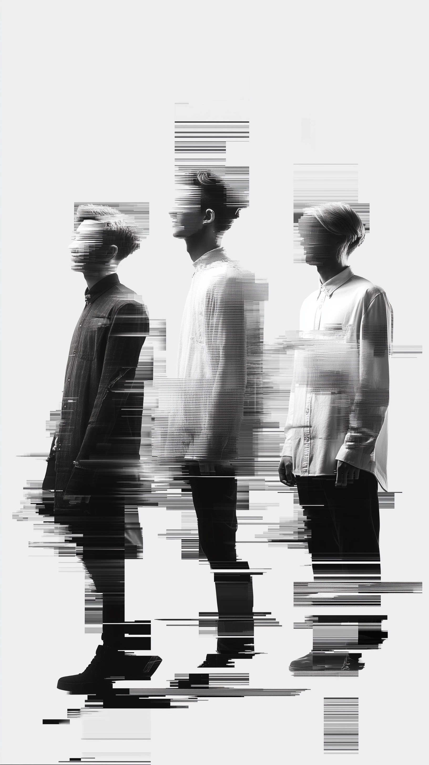 Minimalist Black & White Glitch Art for Men