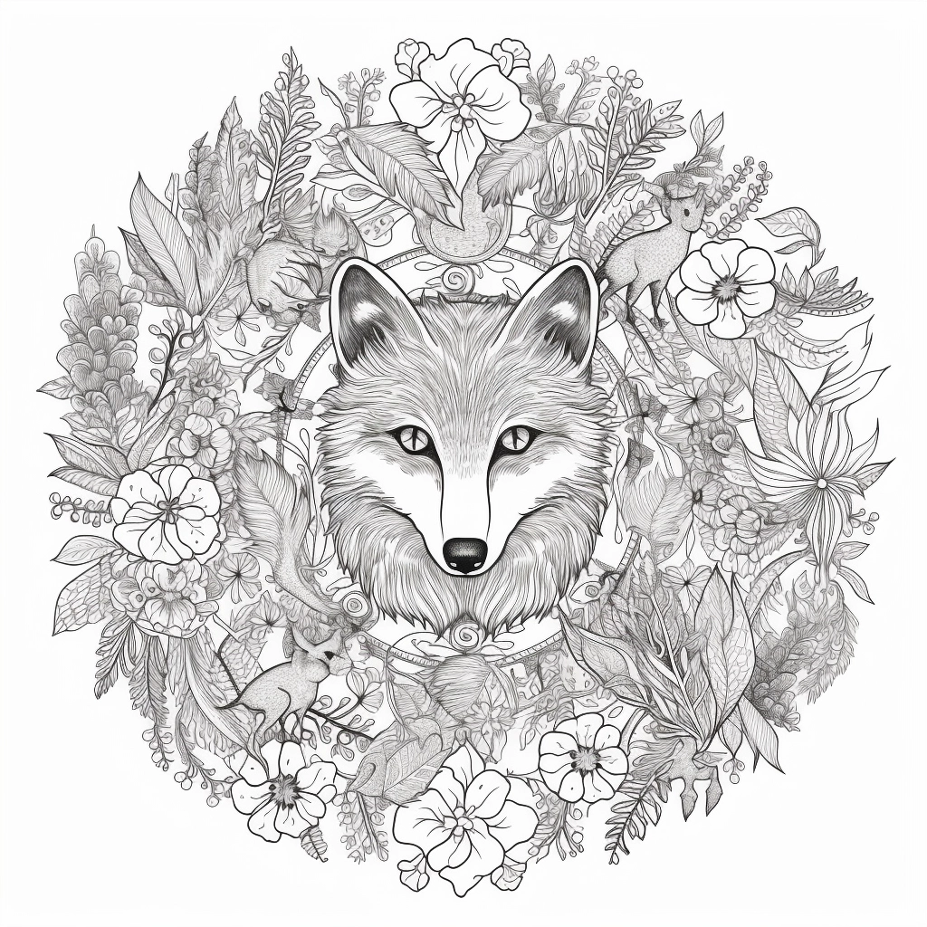 Floral Animal Mandala Coloring Book - Clean Lines