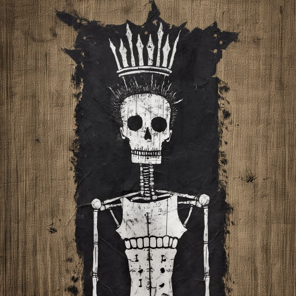 Grungy Skeleton T-Shirt Design by Jean Michel Basquiat