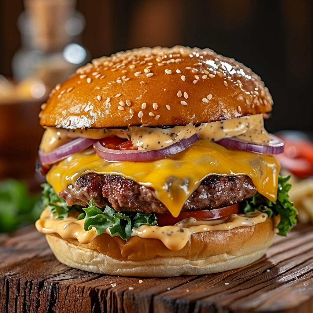 Delicious Gourmet Cheeseburger: Savor Every Bite!