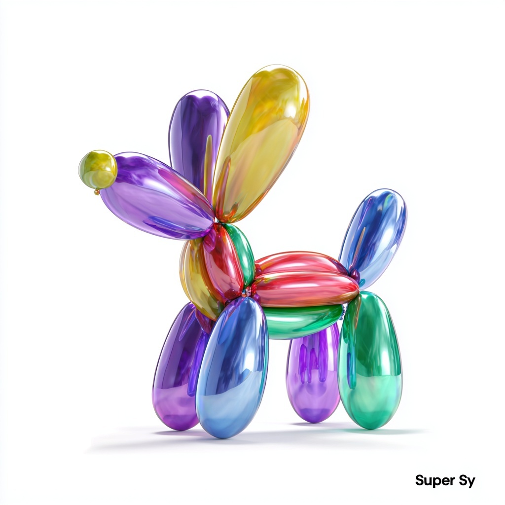 Modern 3D Glass Balloon Dog Sculpture - Jeff Koons Style