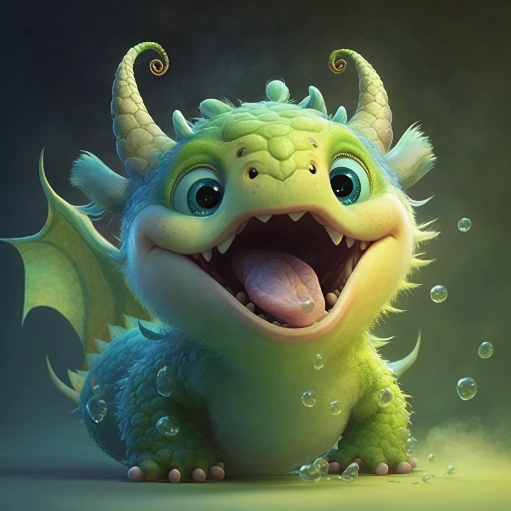 Laughing Lime Dragons: Disney-inspired 8k CMYK Background