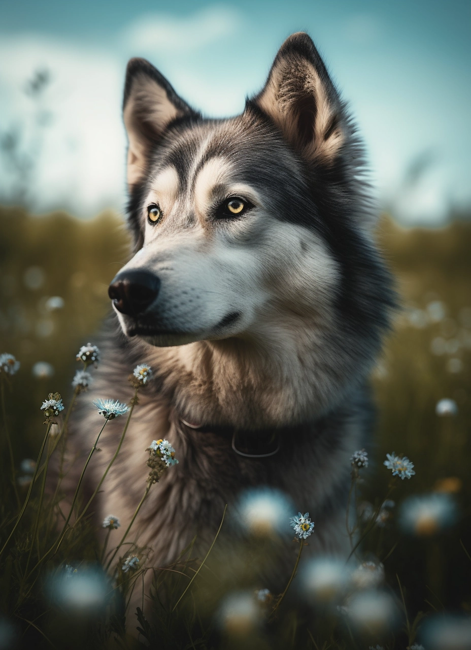 Stunning Grey Husky on Meadow - Hasselblad Shot