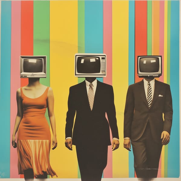 Modern Collage: Colorful Heads with TVs