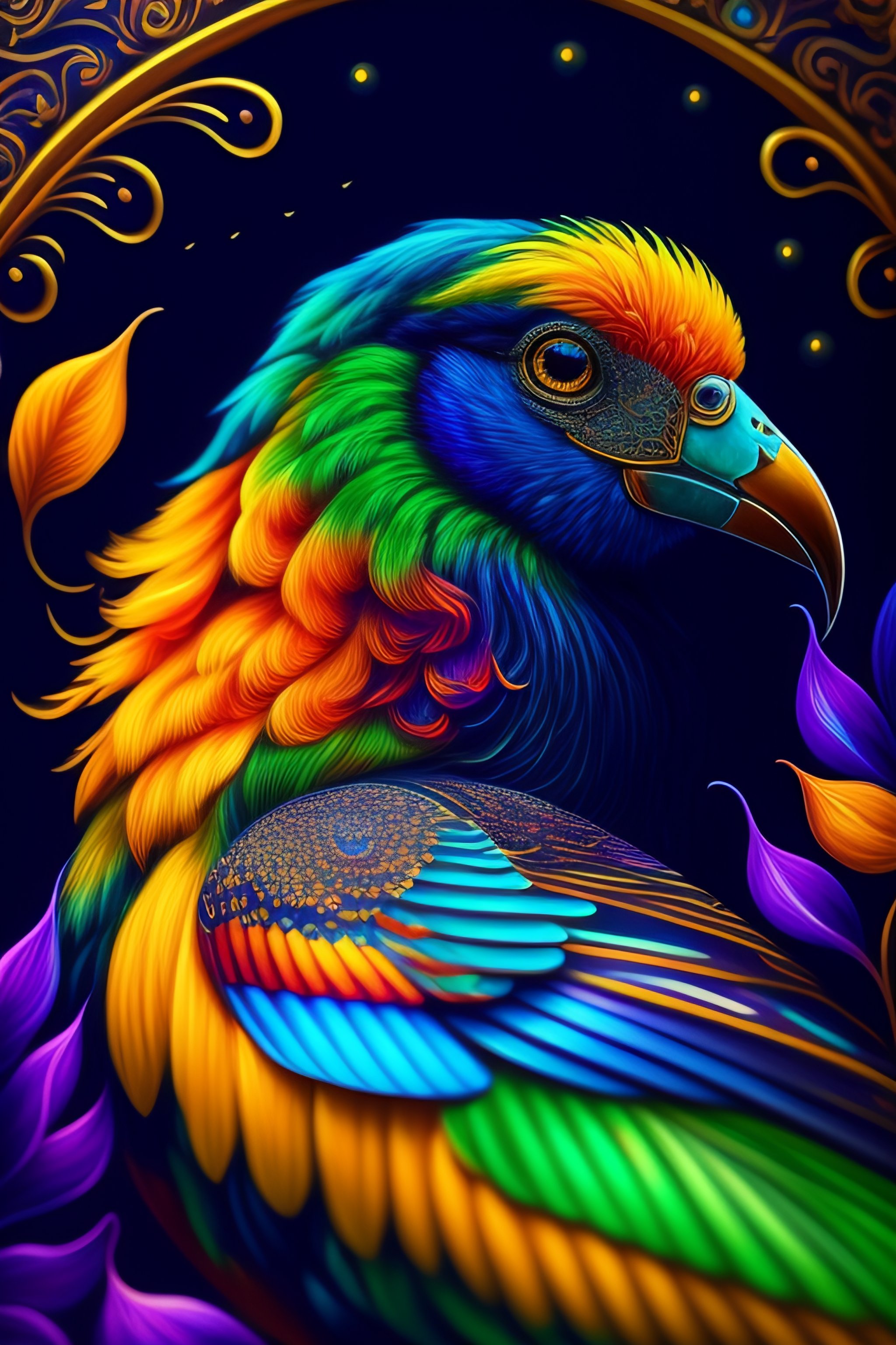 Highly Detailed Exotic Bird Painting