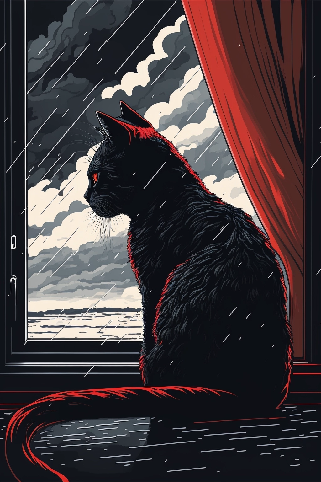 Art Nouveau Black Cat: Mysterious & Striking