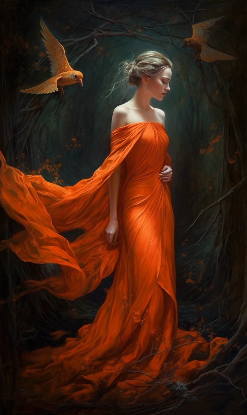 Magical Realism: Beautiful Woman in Orange Dress