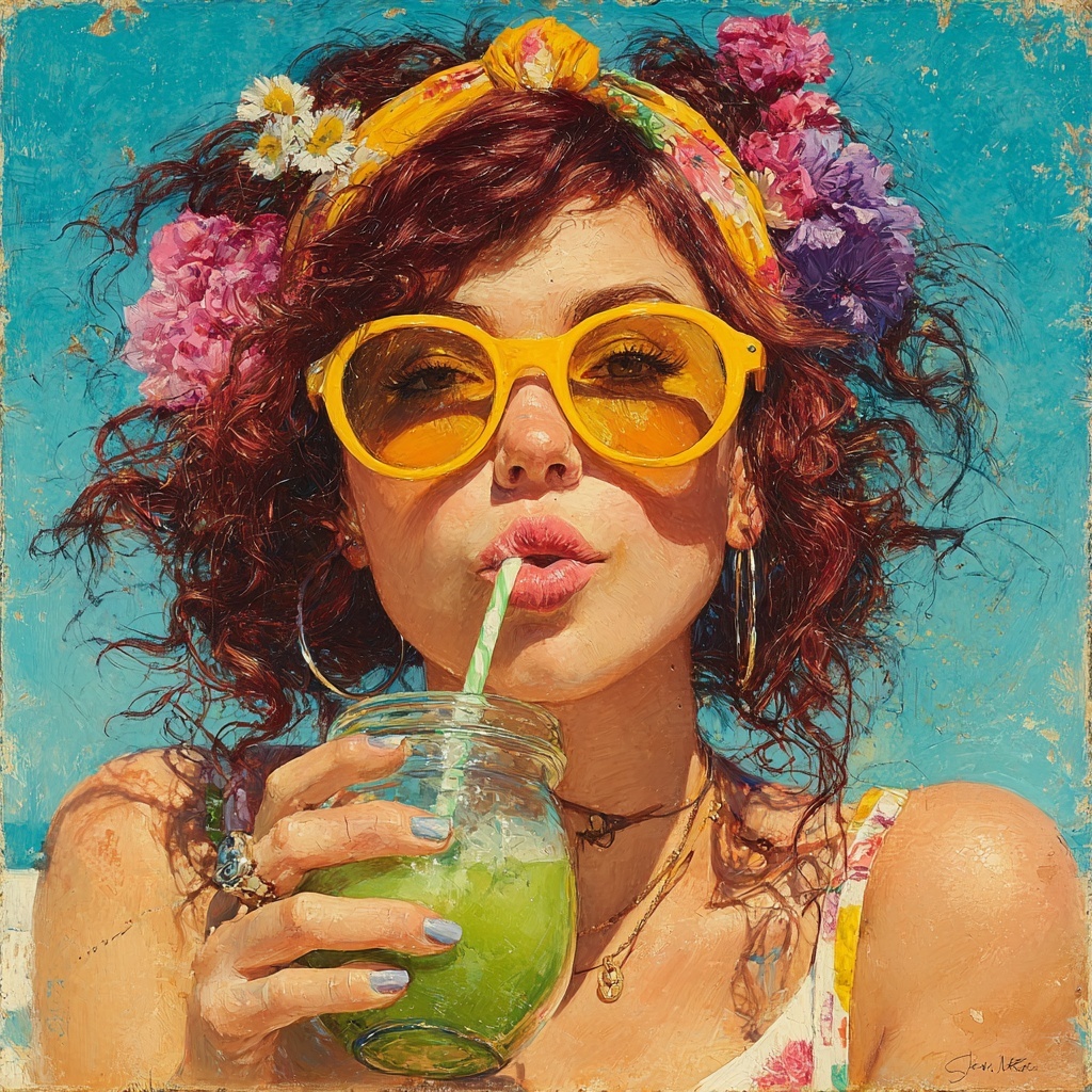 Paradise Vibes: Watercolor Woman in Bloom