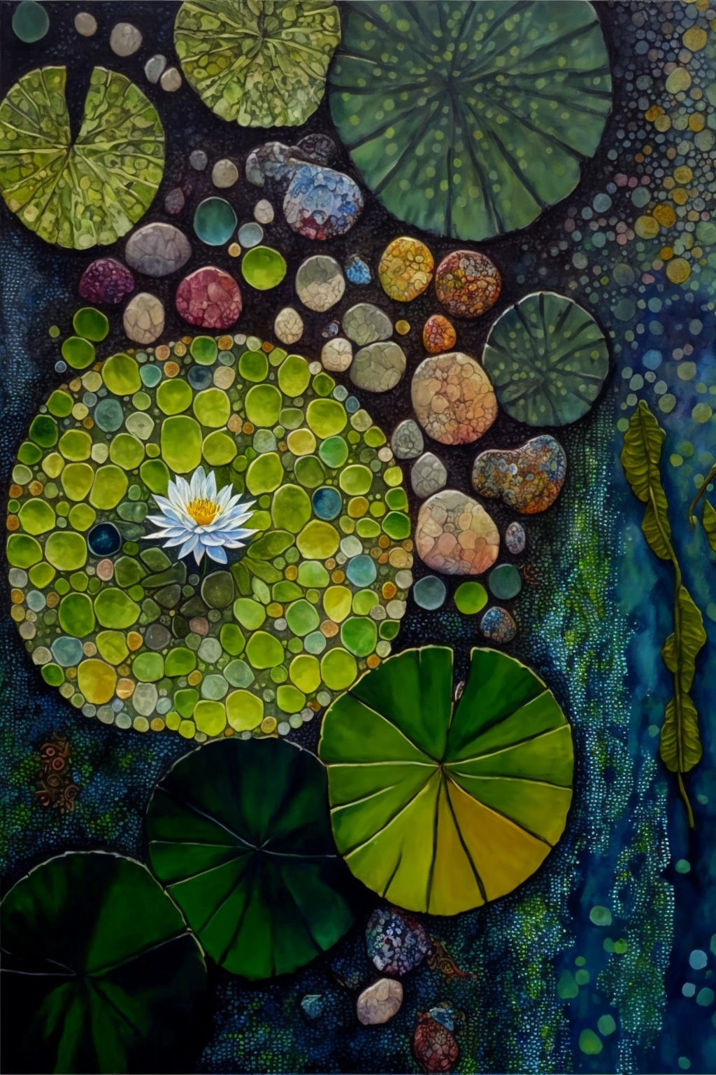 Zen Garden Pointillism Art: Lilly Pads, Lotus Flowers & More