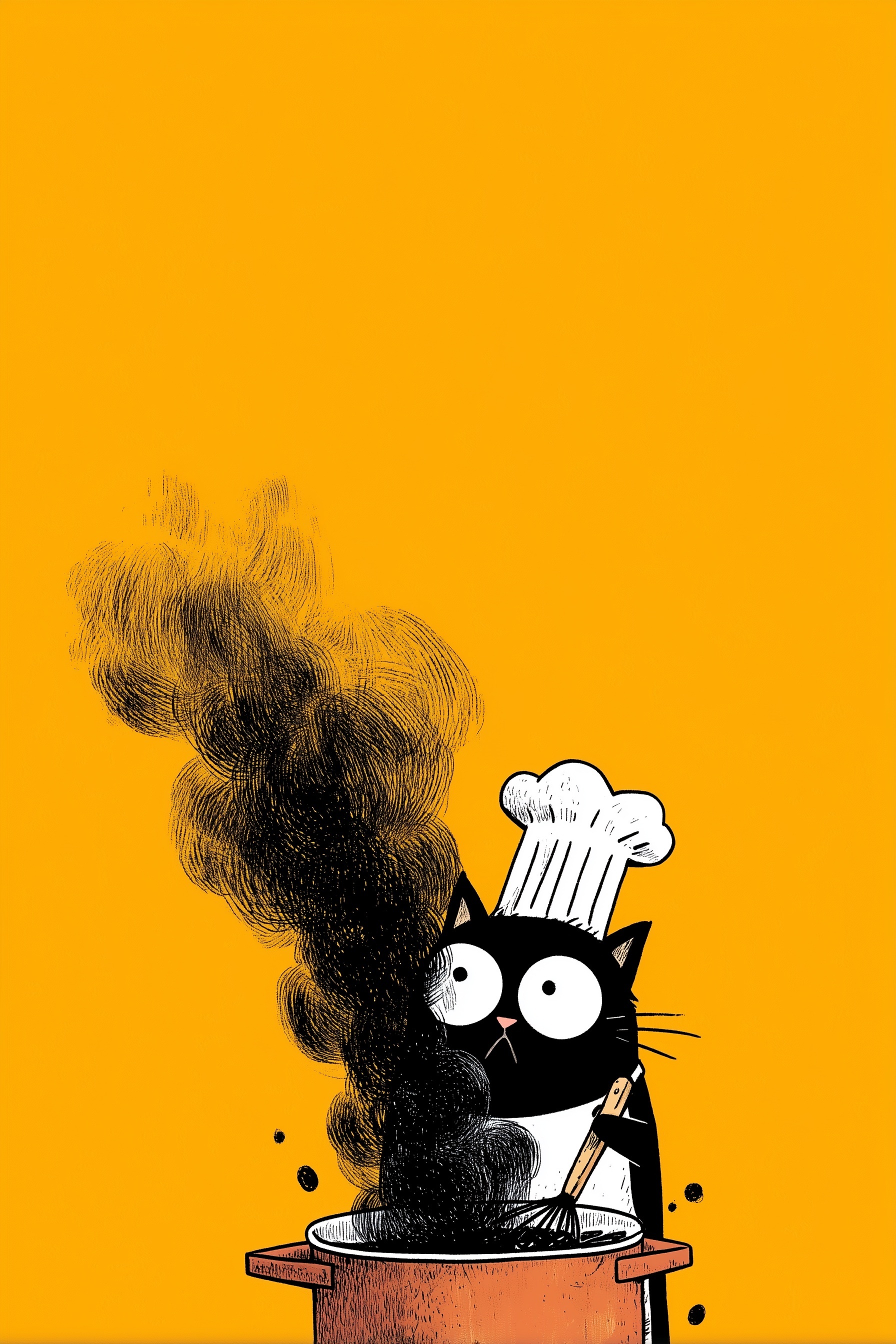 Surprised Chef Cat: Stirring Up Culinary Chaos!