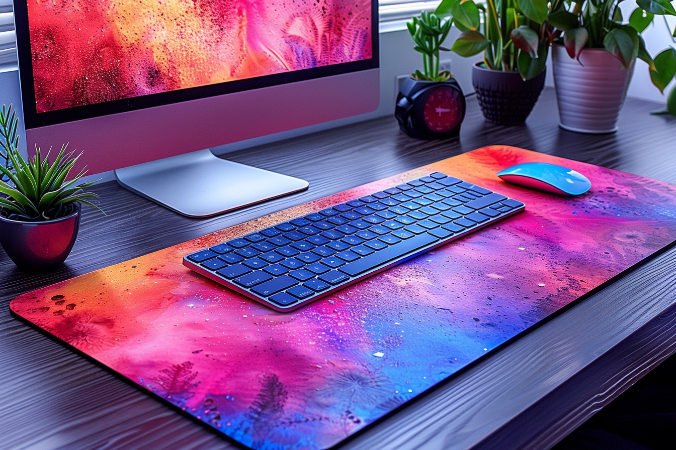 Colorful Minimalistic Computer Desk Mat Mock-Up