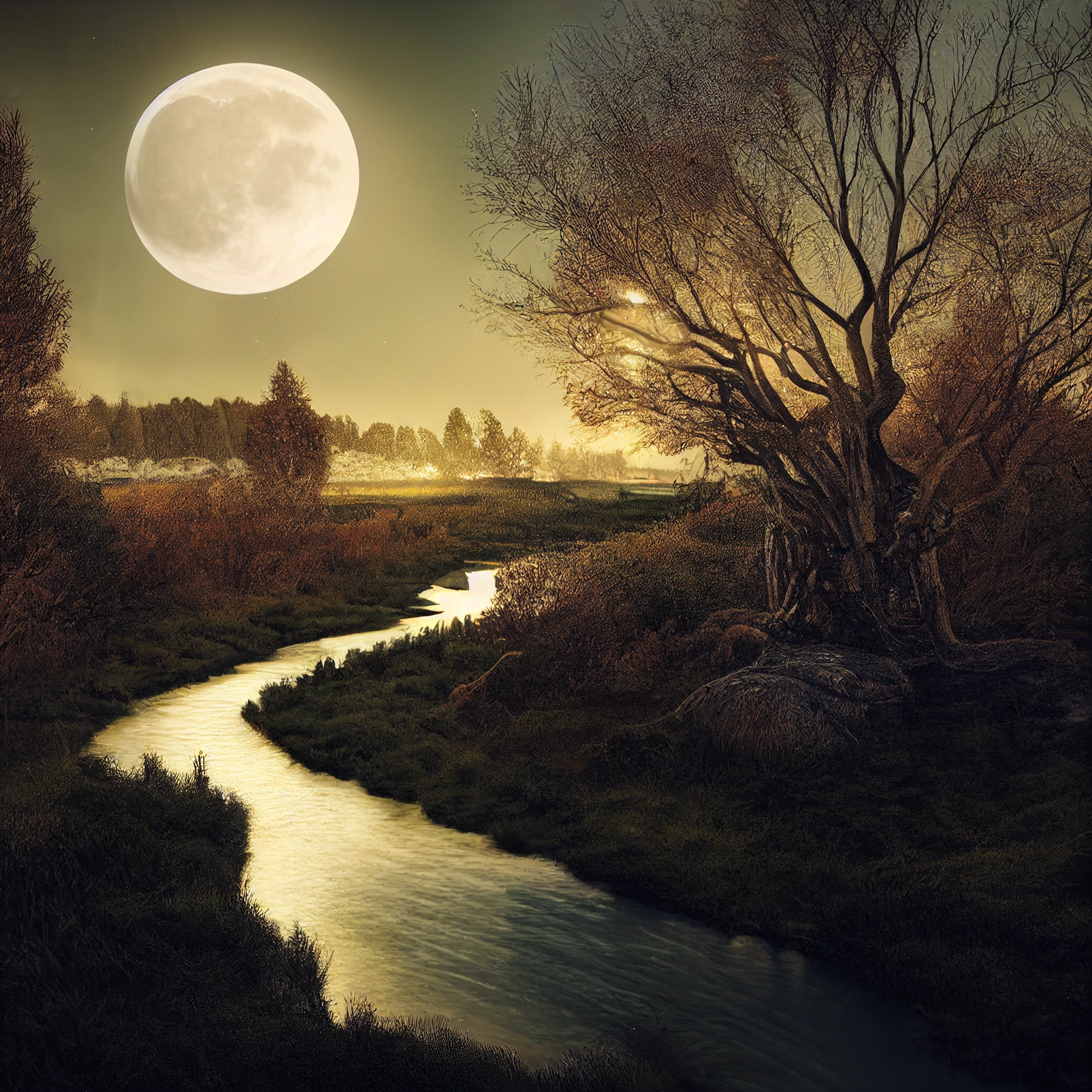 Nighttime Serenade by the River - Hyper Detailed Photography