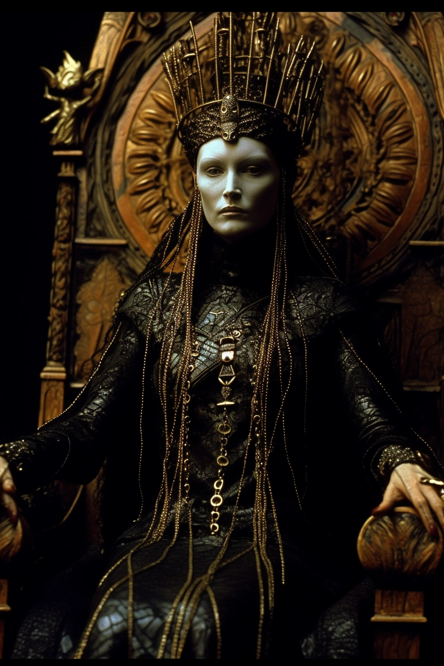 Queen of Bones: Gothic Portrait with Ominous Symmetry