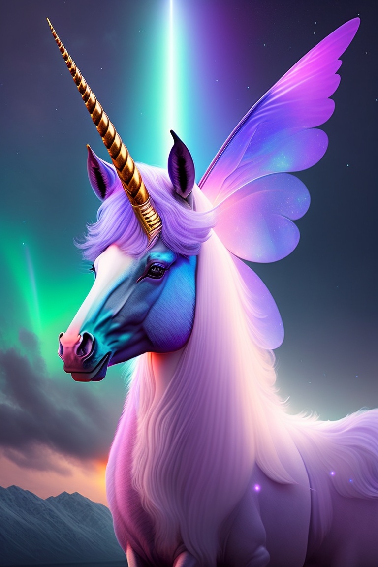 Fly with a Winged Unicorn - Northern Lights Art