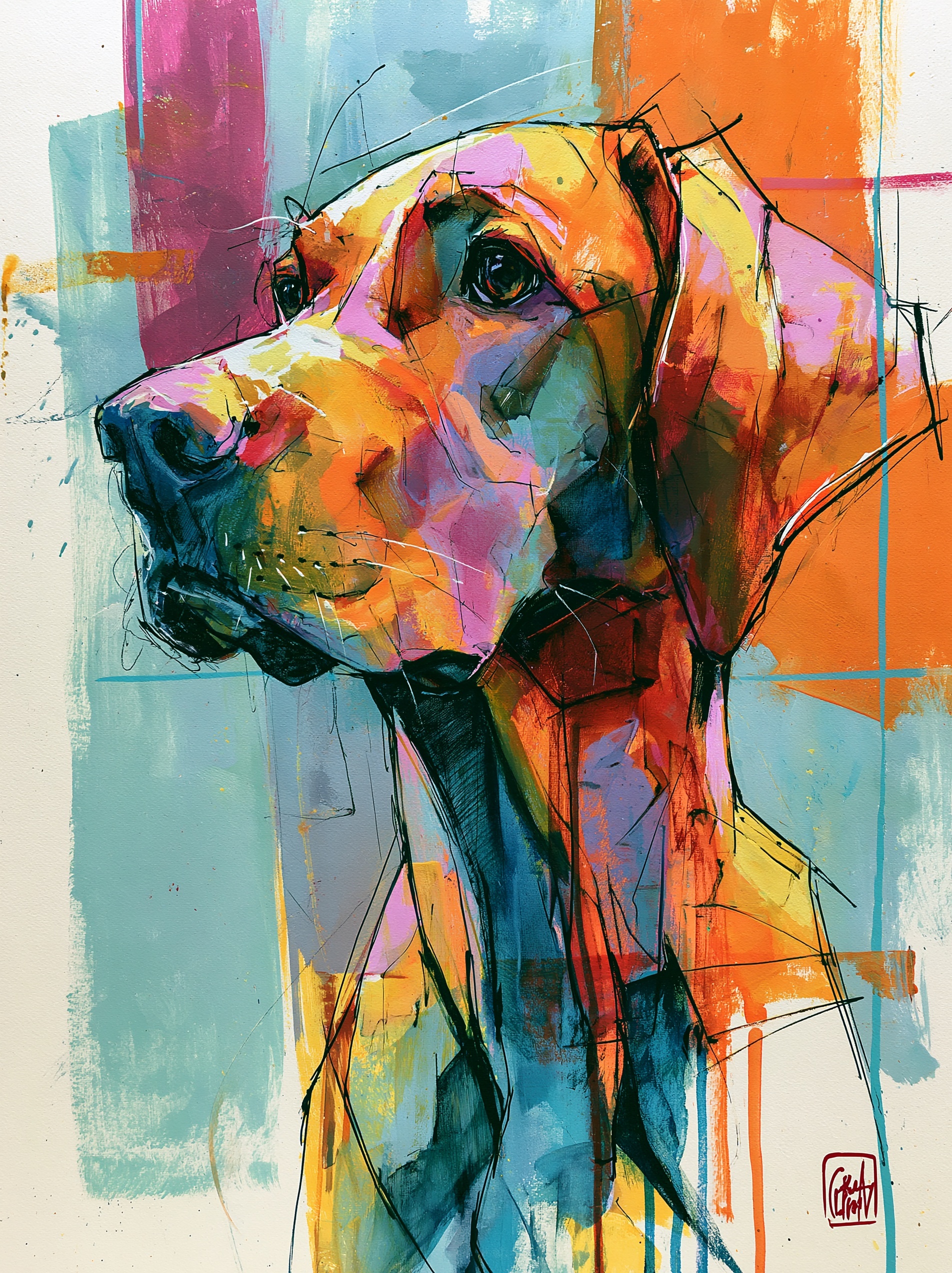Abstract Art of Fox Red Labradors