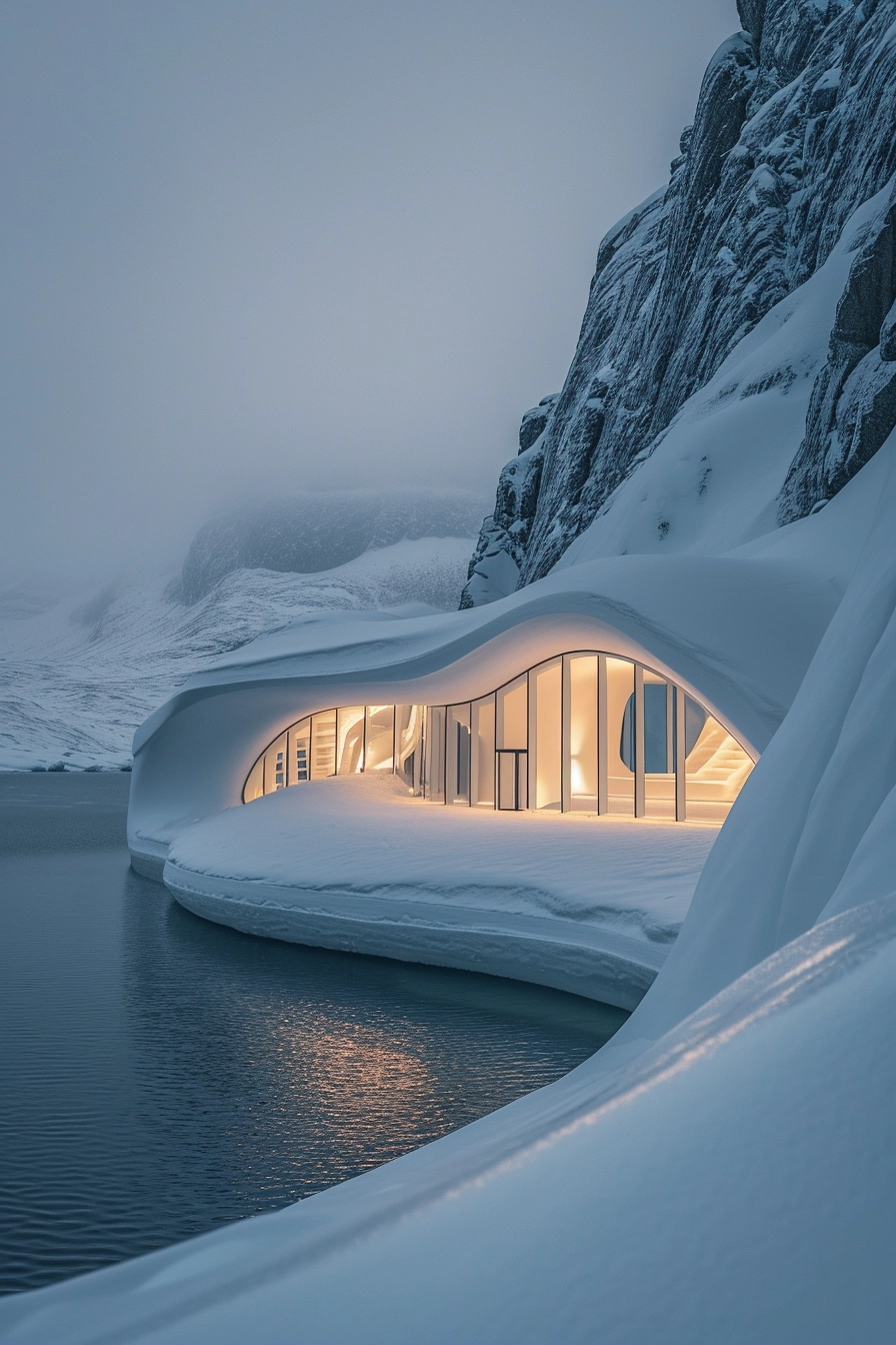 Stunning Snow Glacier Pavilion: Zaha Hadid Inspired Modern Museum
