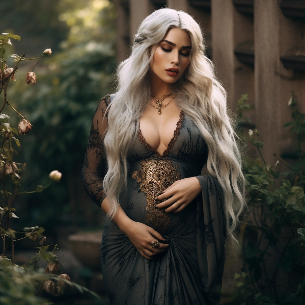 Pregnant Megan Fox: Powerful Targaryen Queen in Luxurious Medieval Dress