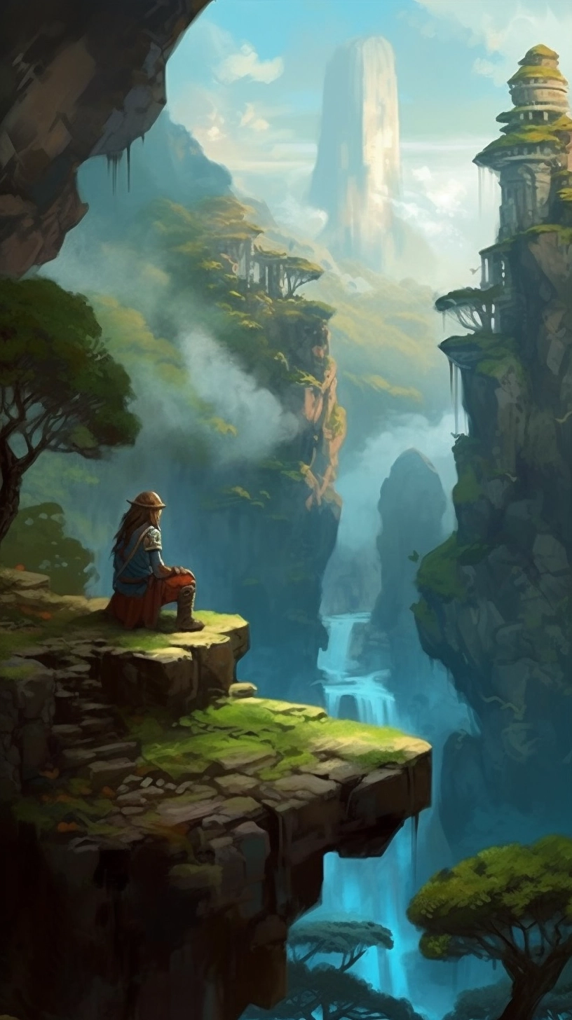 Enchanting Valley View: A Miyazaki-inspired Fjord Scenery