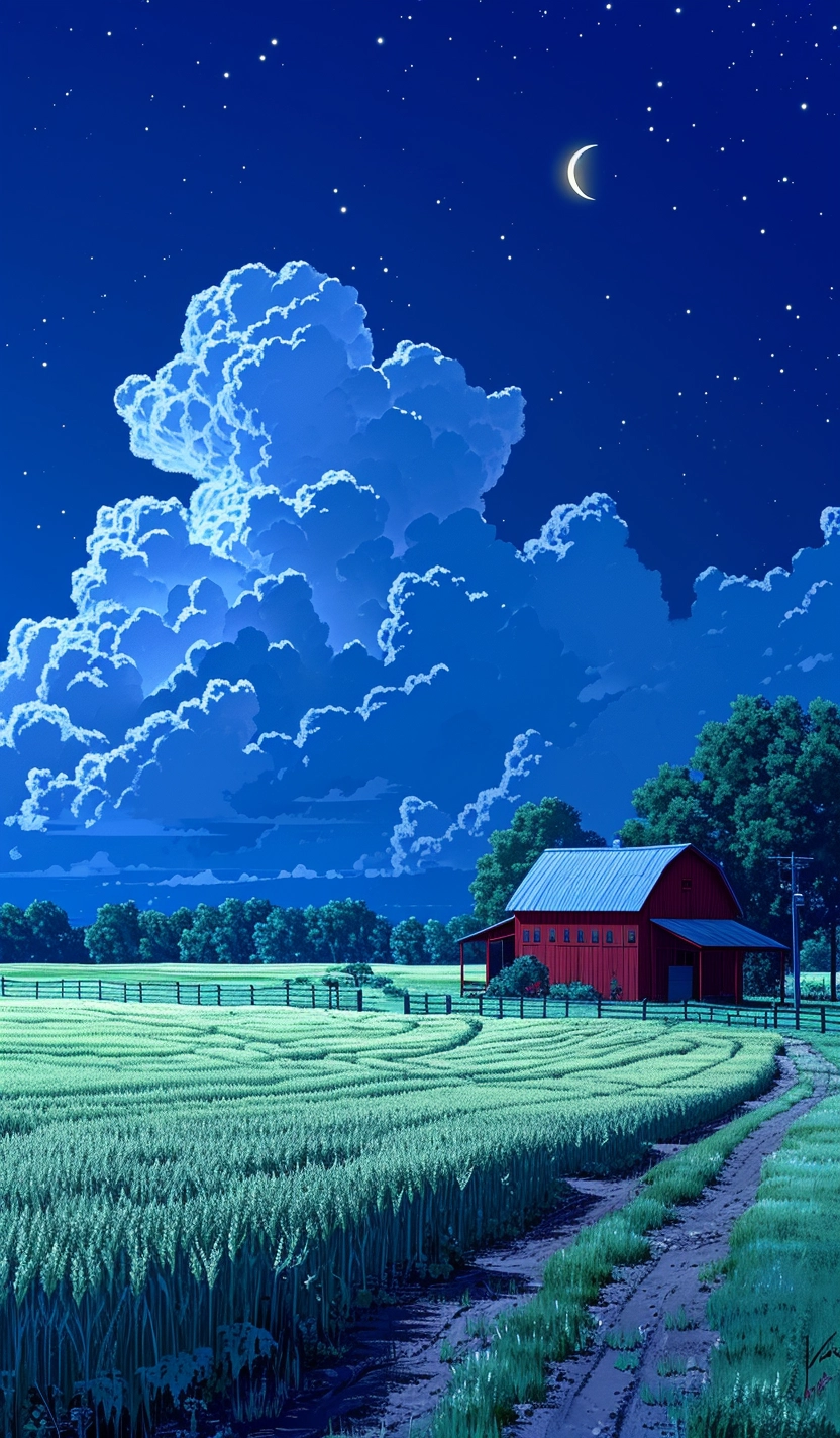 Indian Farmhouse: Night Sky with Glasgow Style Art - 2D Game, Editorial Illustrations by Raina Telgemeier