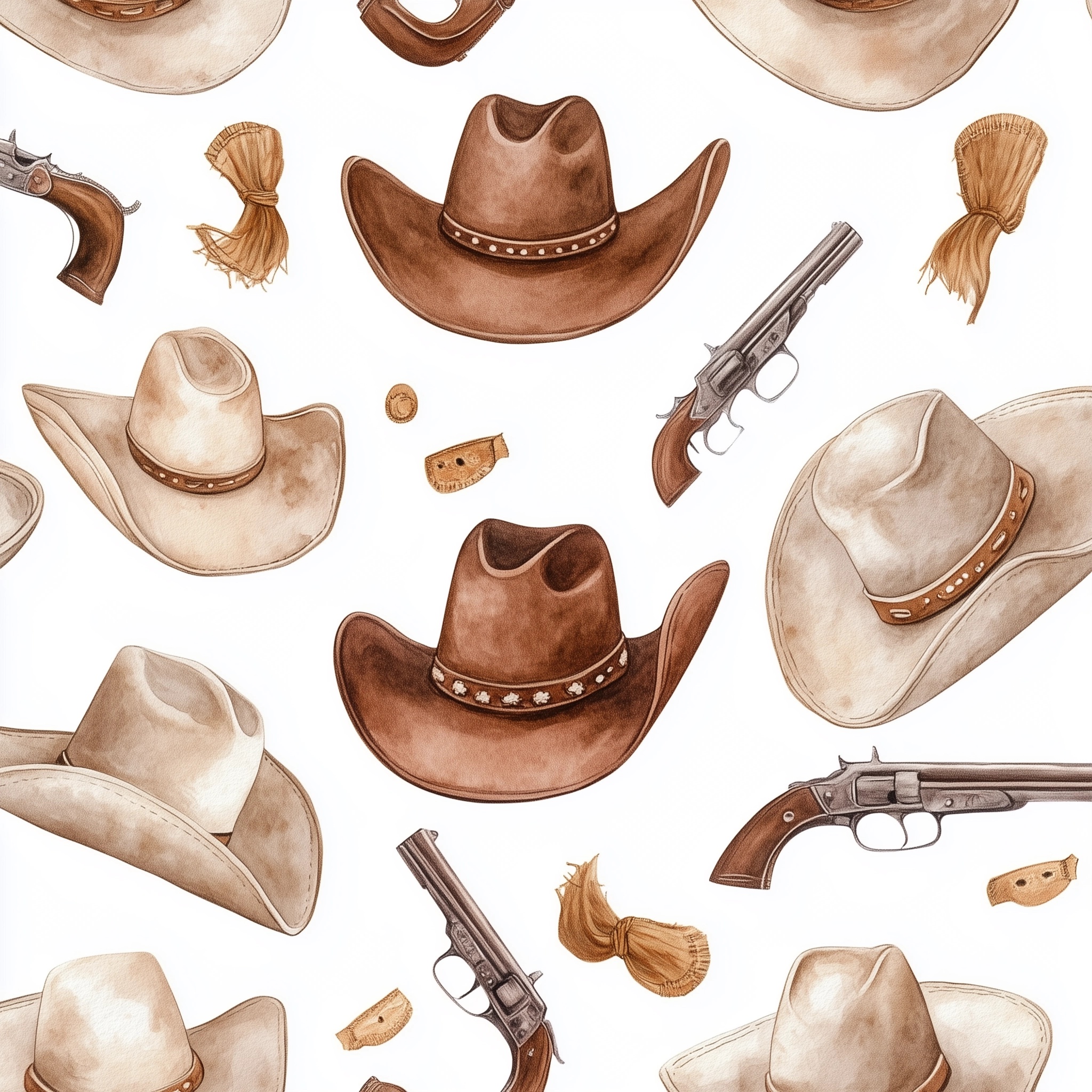 Western Watercolor Rodeo Pattern Design