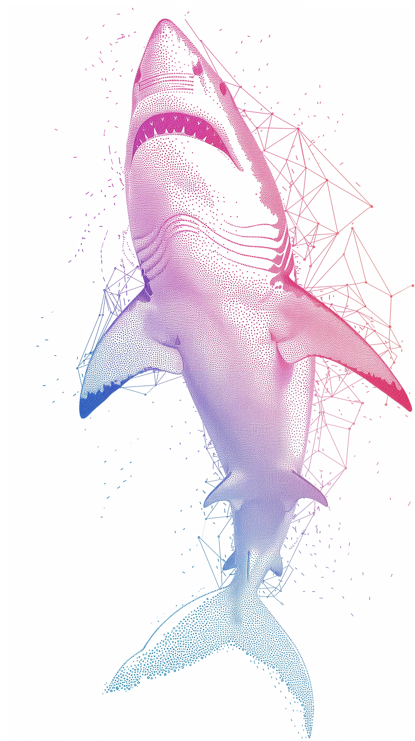 Vector Shark: Gradient Points - White Background PNG