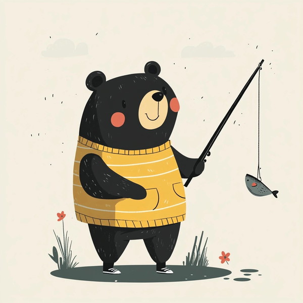 Whimsical Bear Fishing: Fun for Kids!