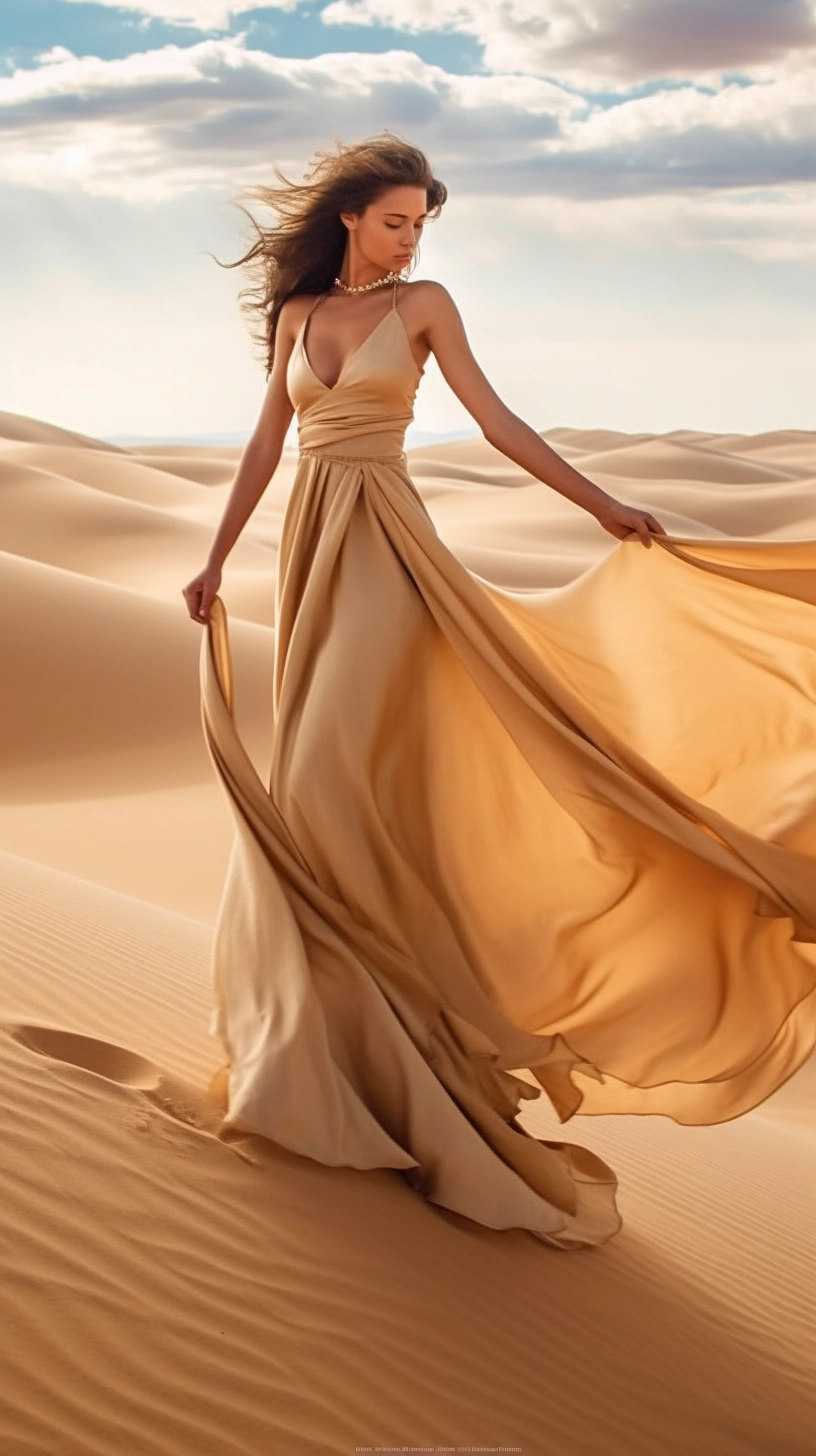 Flowing Satin Dress Sand Dunes