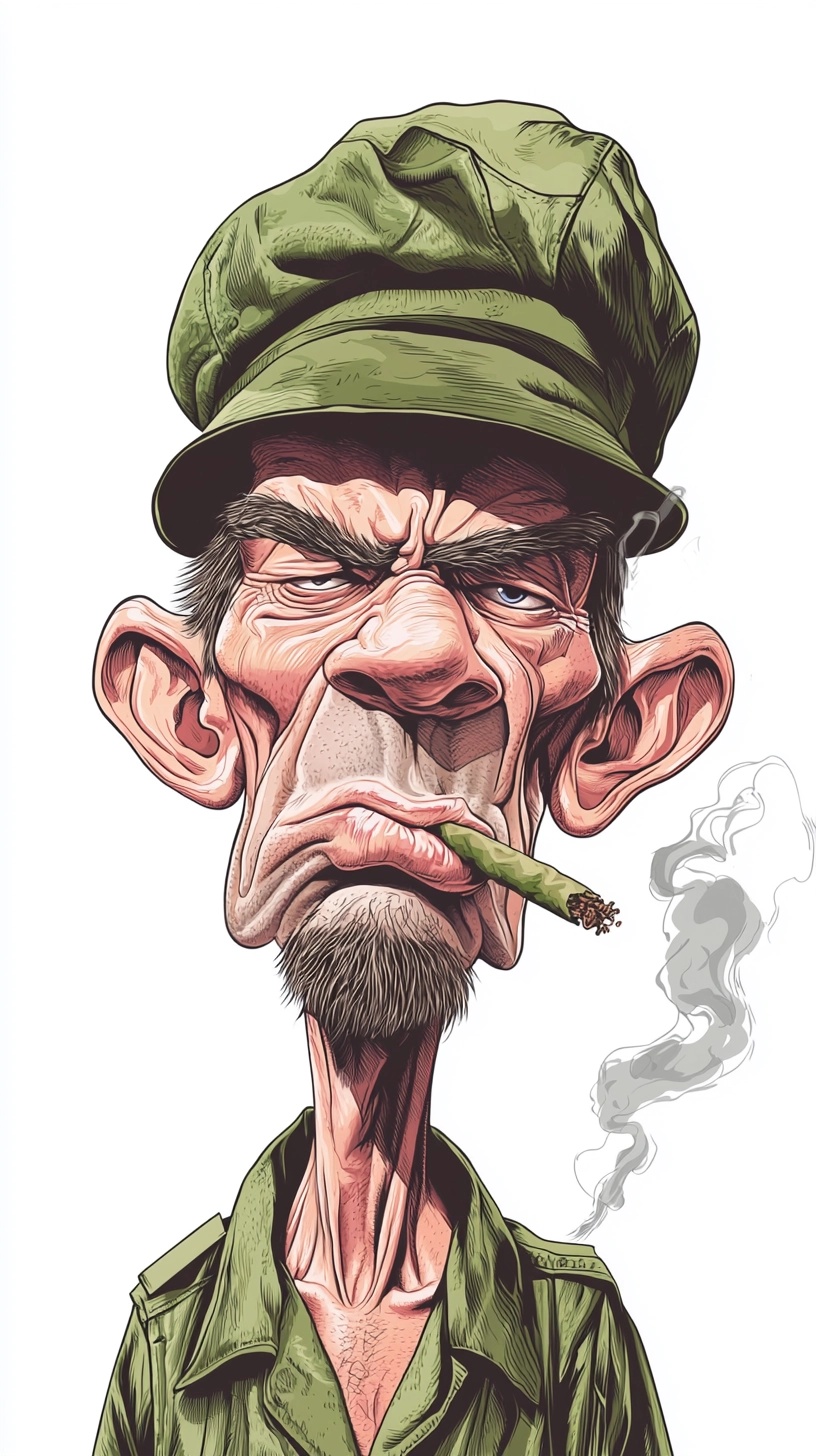 Vietnam Soldier Caricature: High-Quality T-Shirt Design