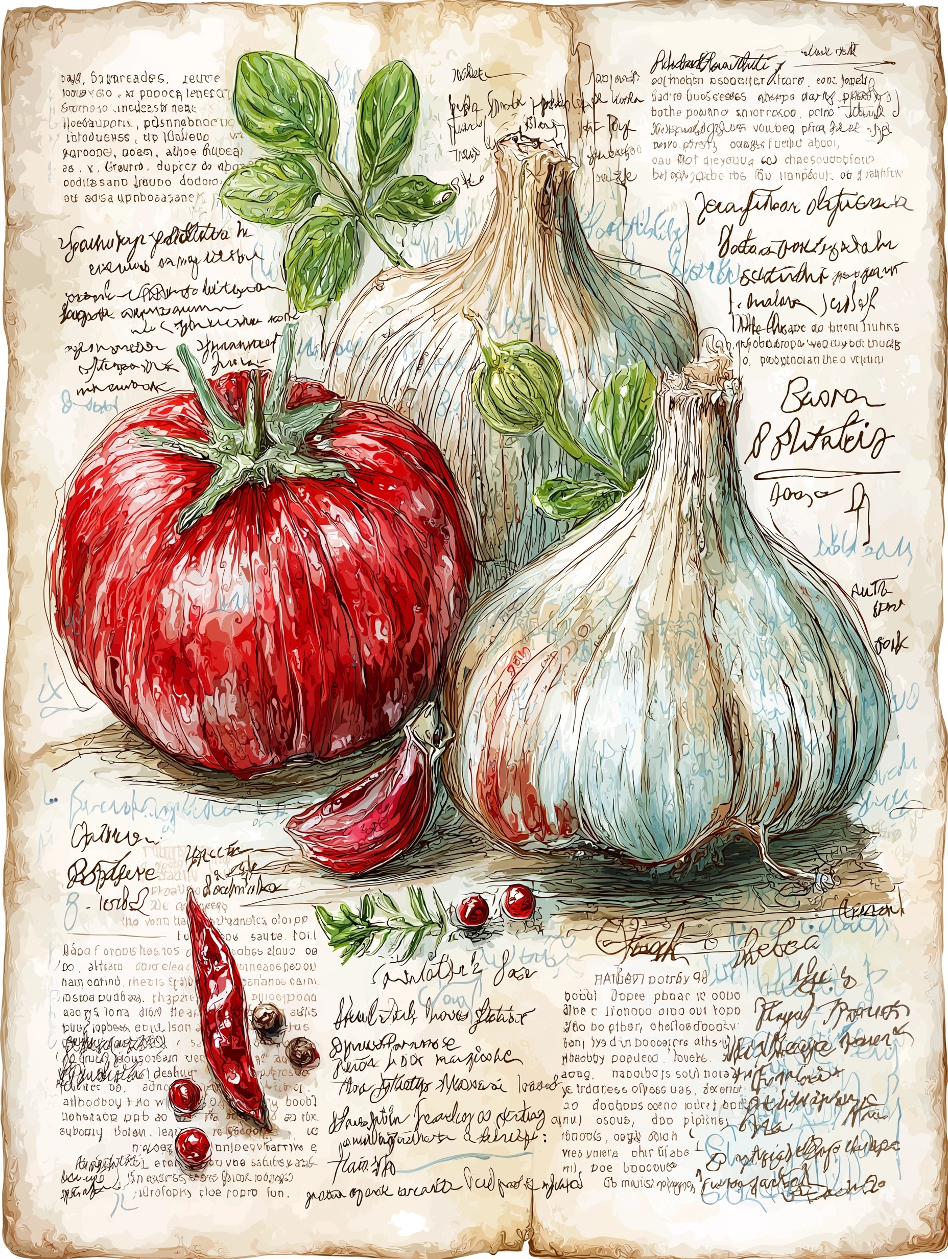 Vintage Botanical Atlas of Kitchen Spices