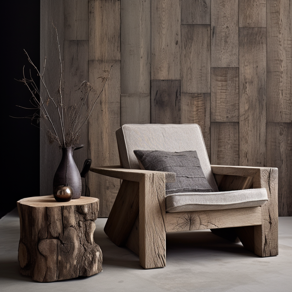 Scandinavian Reclaimed Wood Furniture: Organic Style & Monochrome Fabrics