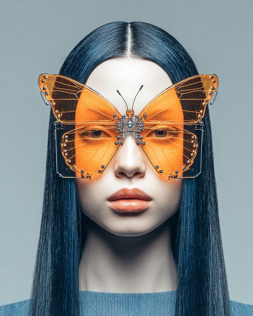 Futuristic Editorial Portrait: Chic Butterfly Visor