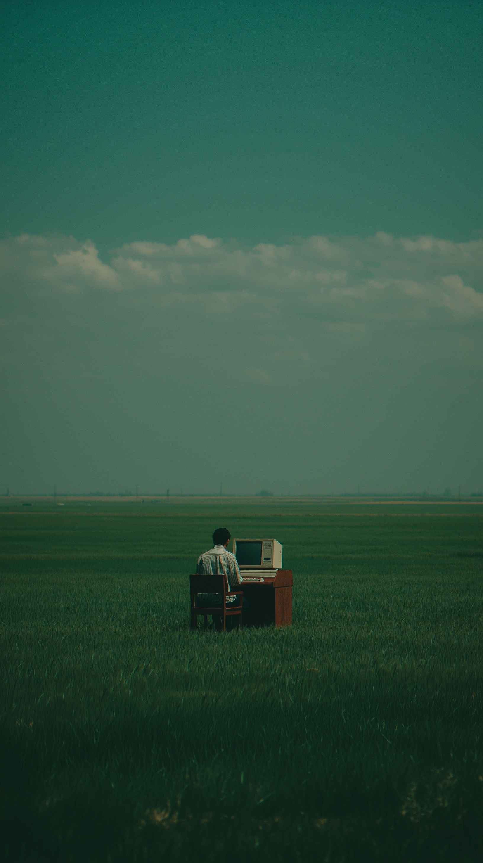 Lonely Reflections: A Man in an Endless Field