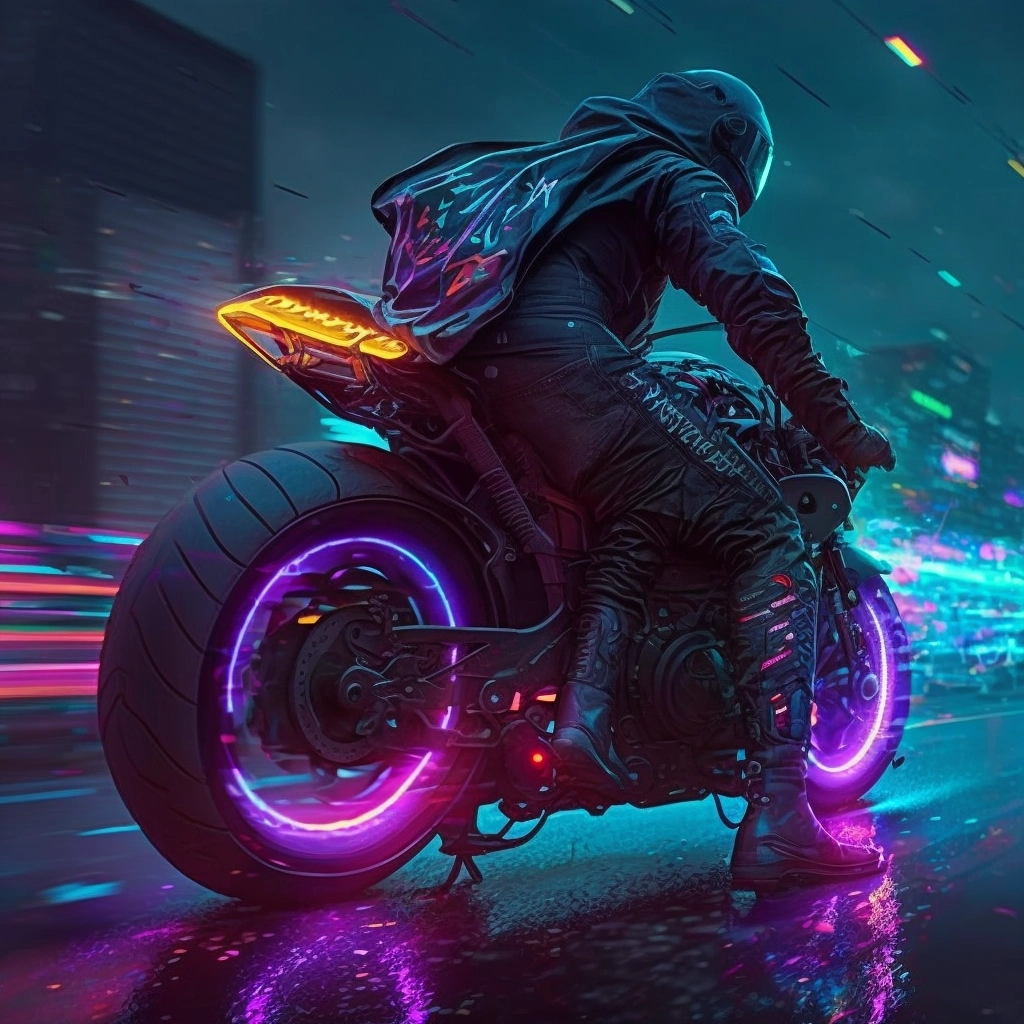 Neon Motorbike Race: Hyper Realistic & Photo-Realistic