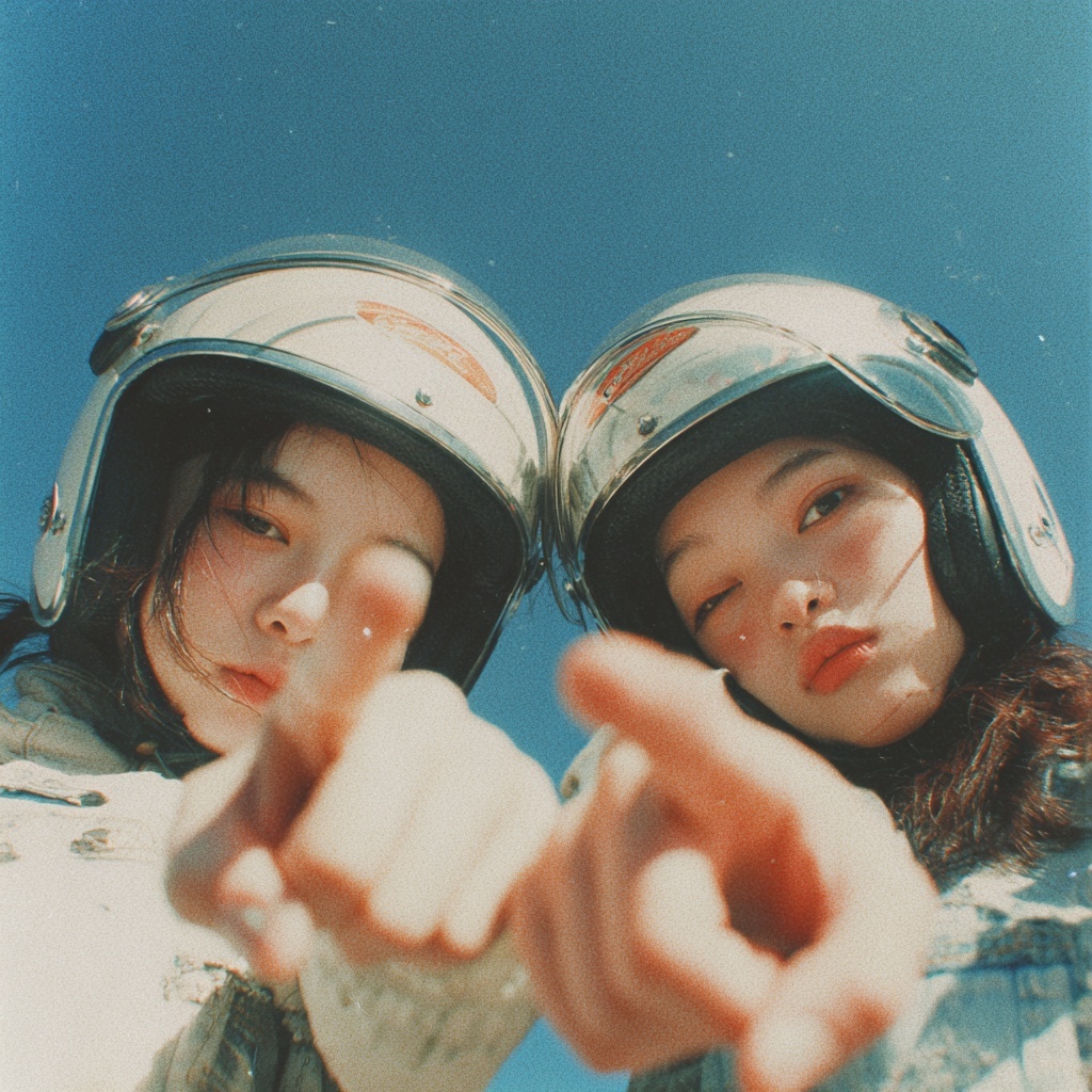 Playful Korean Girls in Vintage Film Aesthetic
