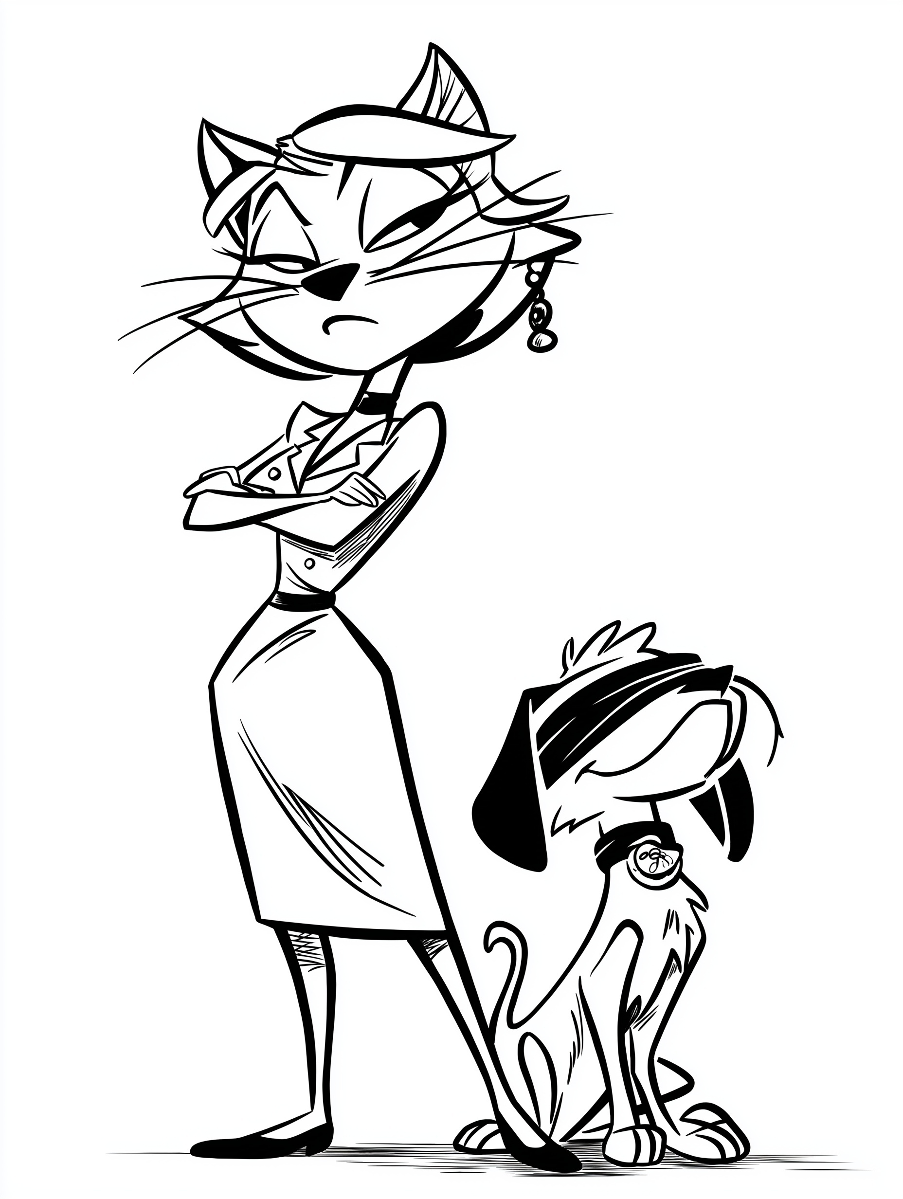 Playful Cat and Blindfolded Dog Illustration