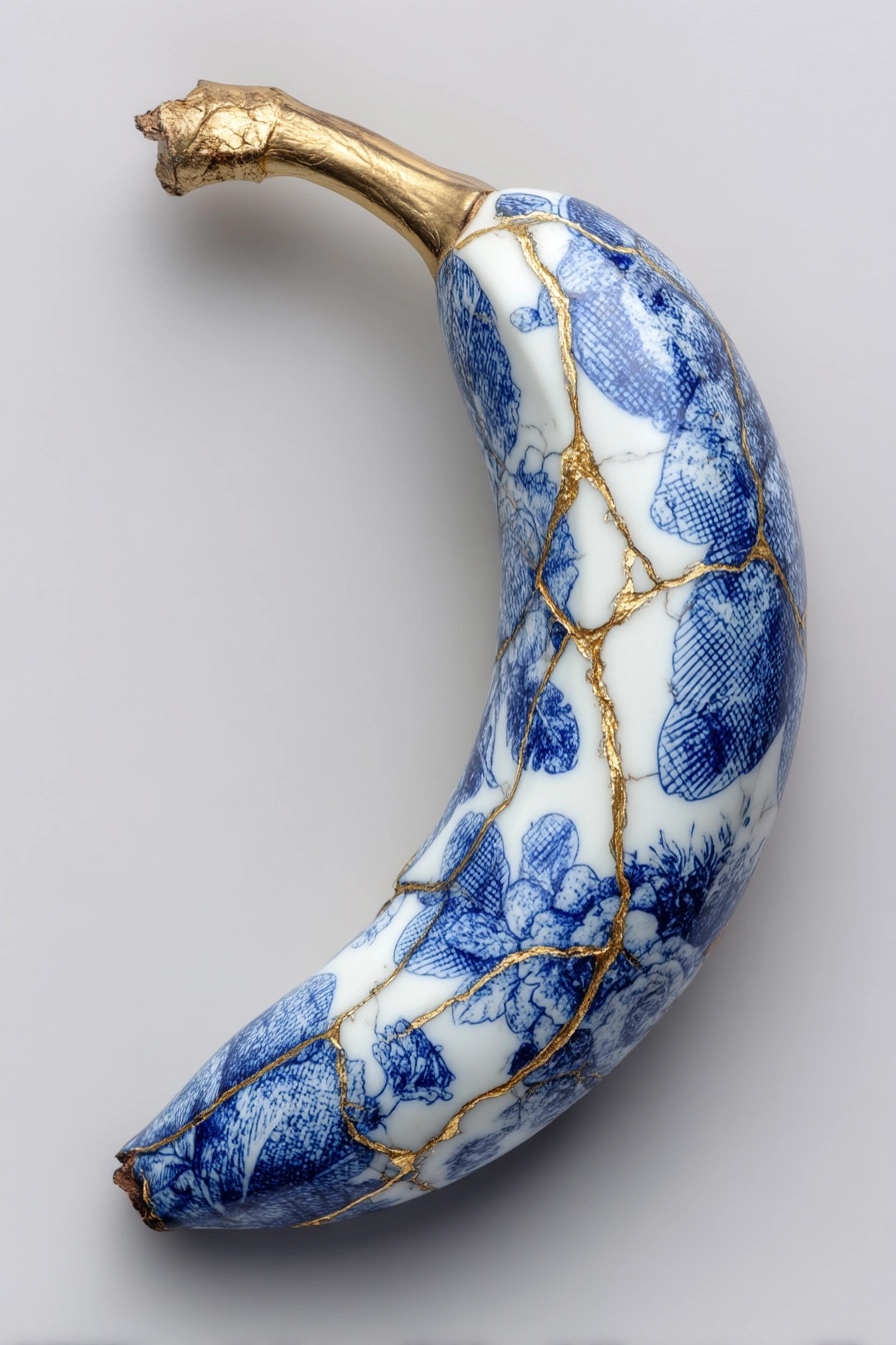 Elegant Kintsugi Banana: A Stunning Porcelain Art Piece