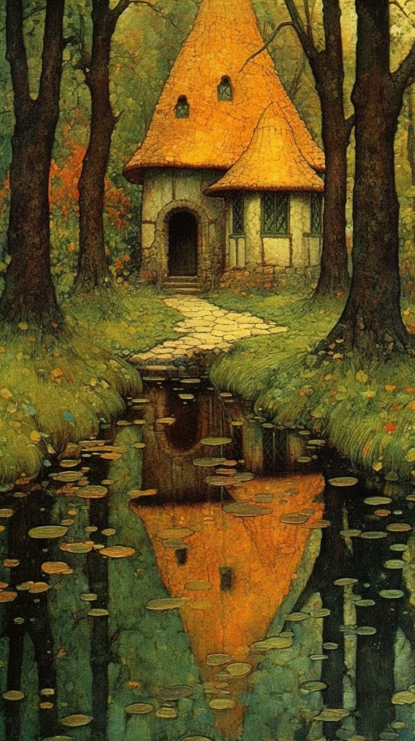 Enchanted Cottage with Diamond Pathway & Glossy Pond