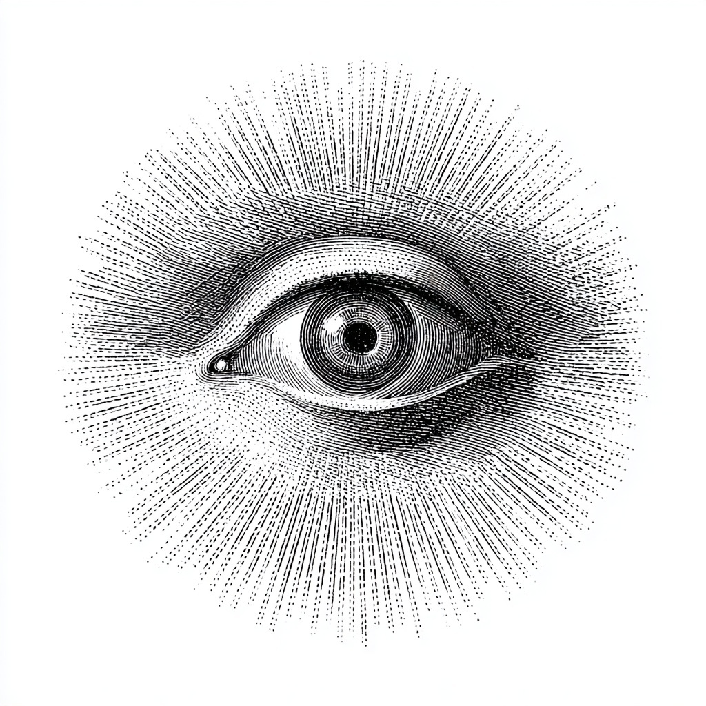 Minimalist Black and White Eye Engraving Art