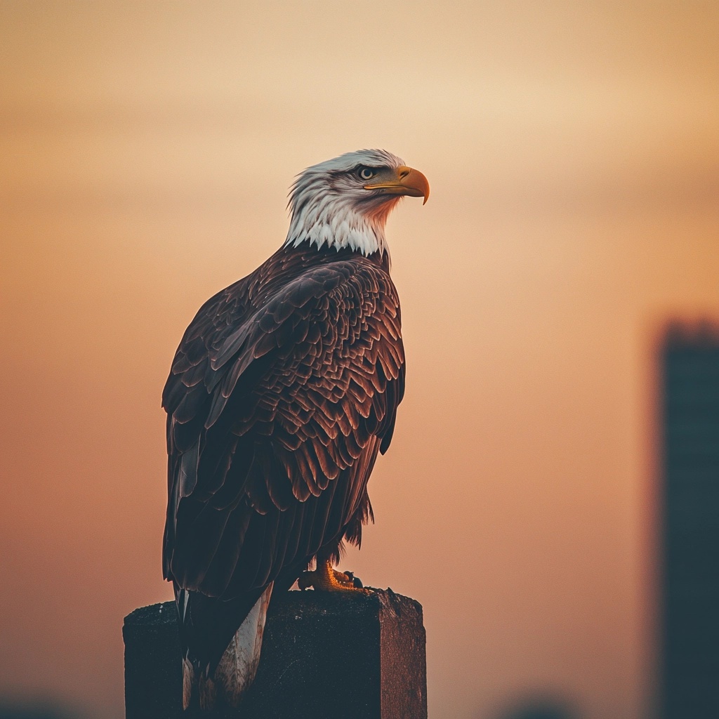 Bald Eagle Soars Above a Vibrant Morning Sky