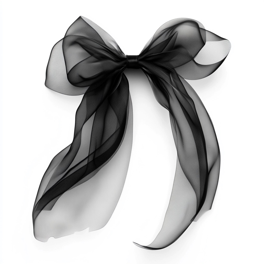 Elegant Black Ribbon on White Background