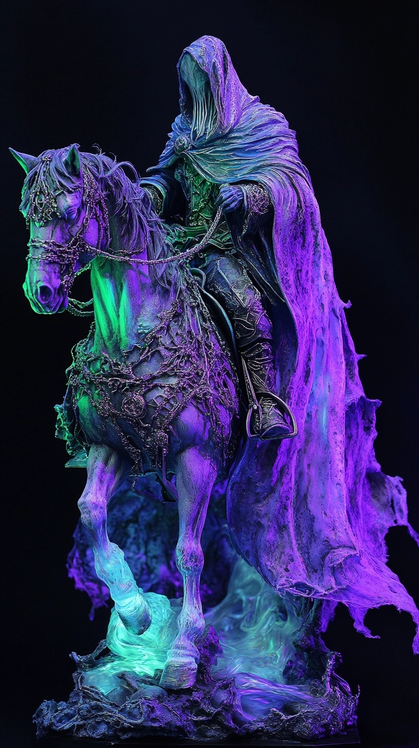 Cloaked Wizard on Ghost Horse - Warhammer Figure