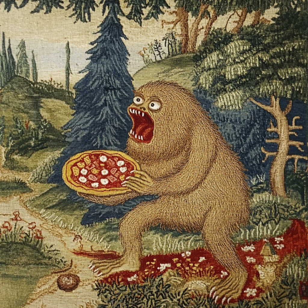 Whimsical Sasquatch: Pizza in Medieval Art