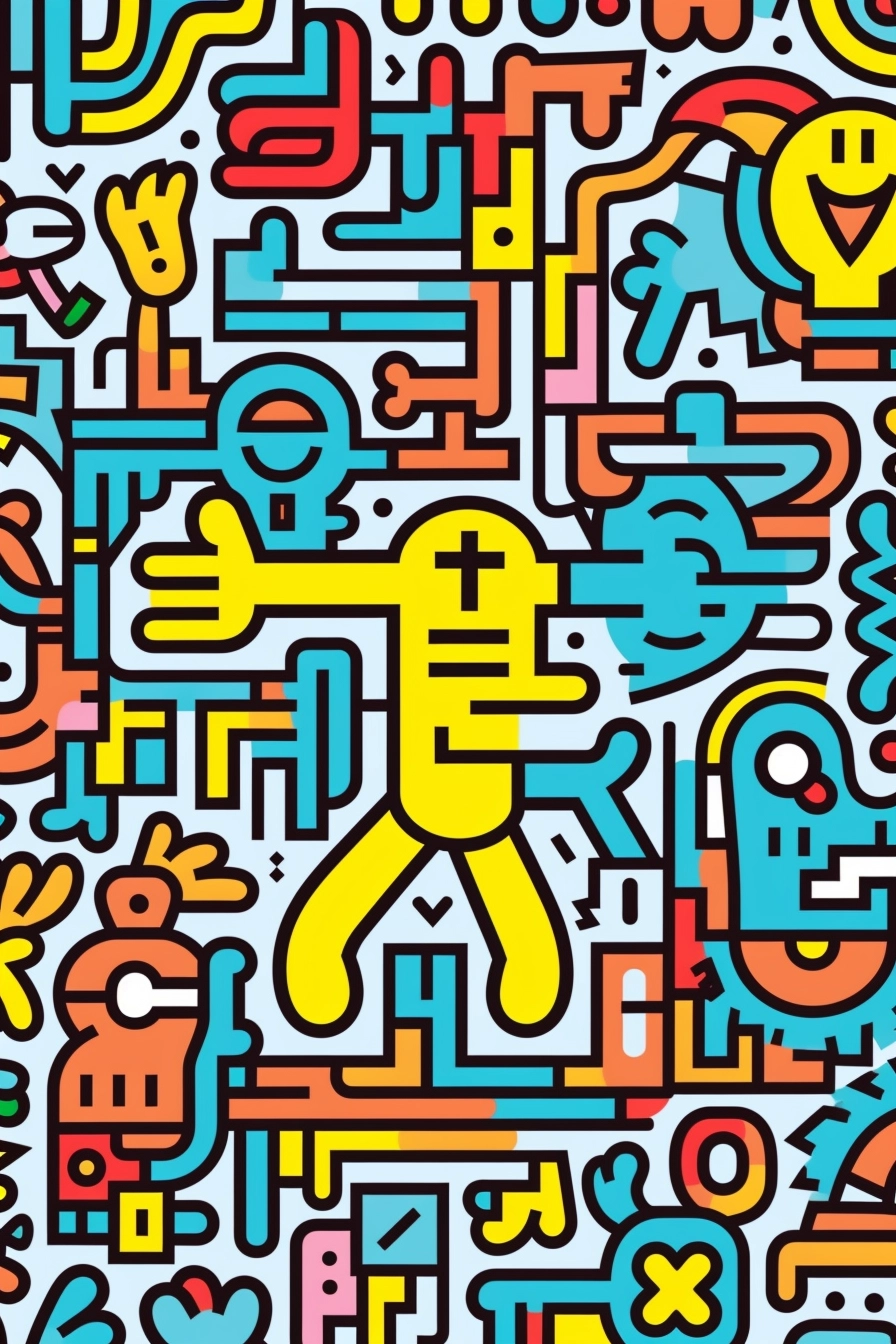 Fun Contour Art: Keith Haring Style