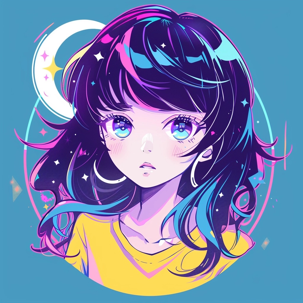 Futuristic Anime Girl Illustration in Dopamine Colors