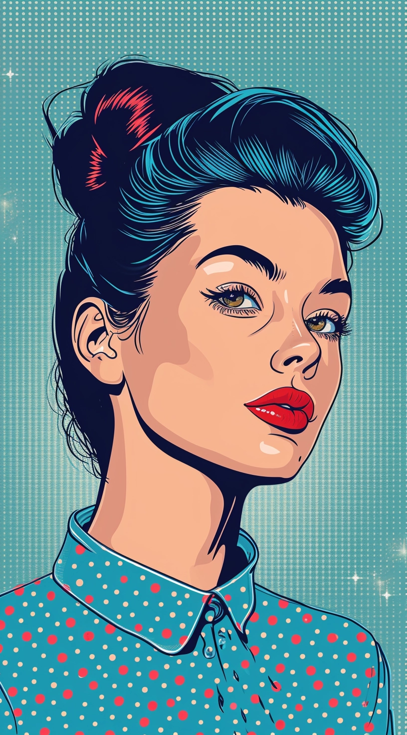 1950s Retro Vector Art: Pop Comic Woman Illustration | Detailed Comic Book Style