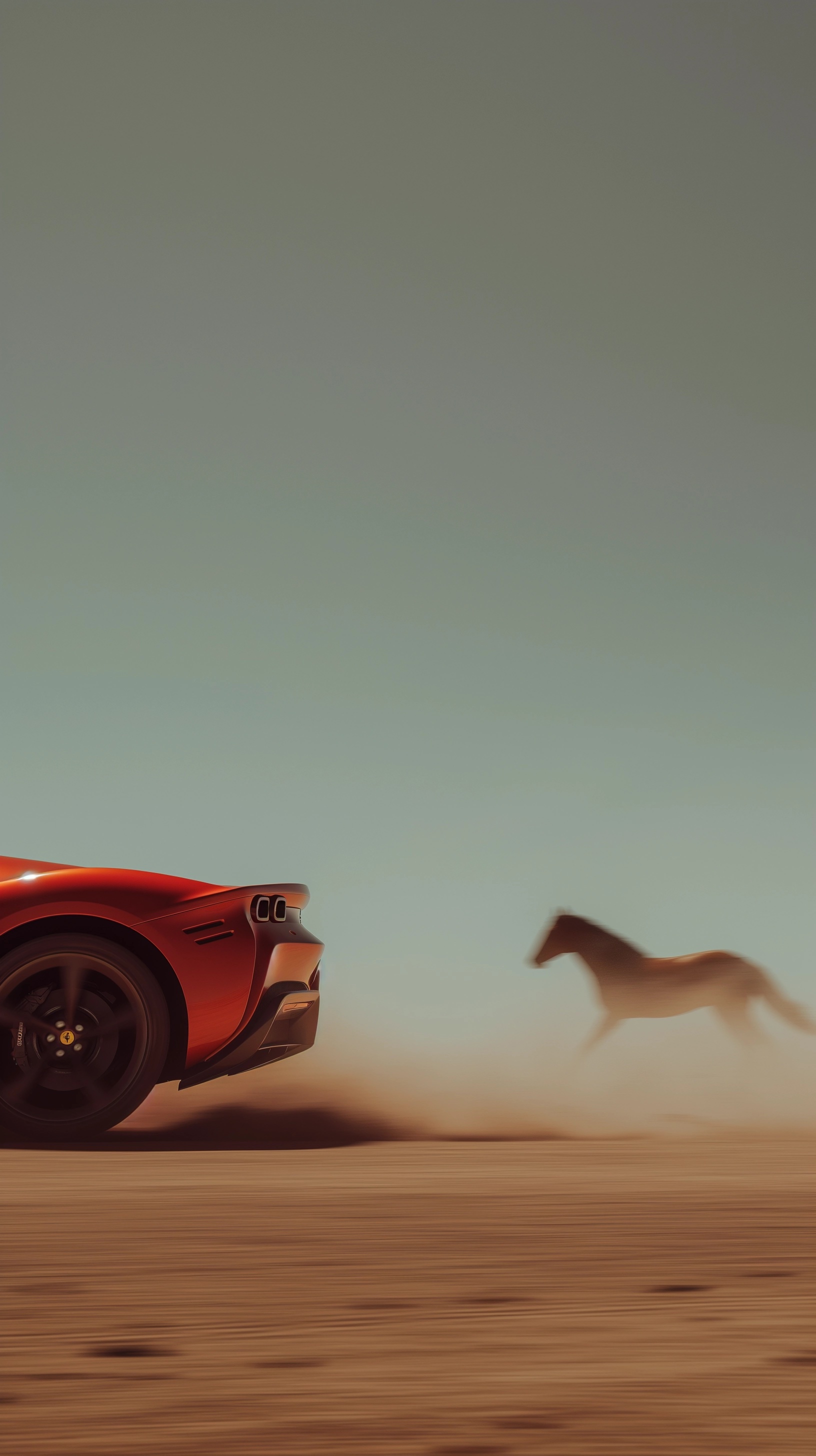 Powerful Horse Racing Ferrari SF90 on Dusty Road