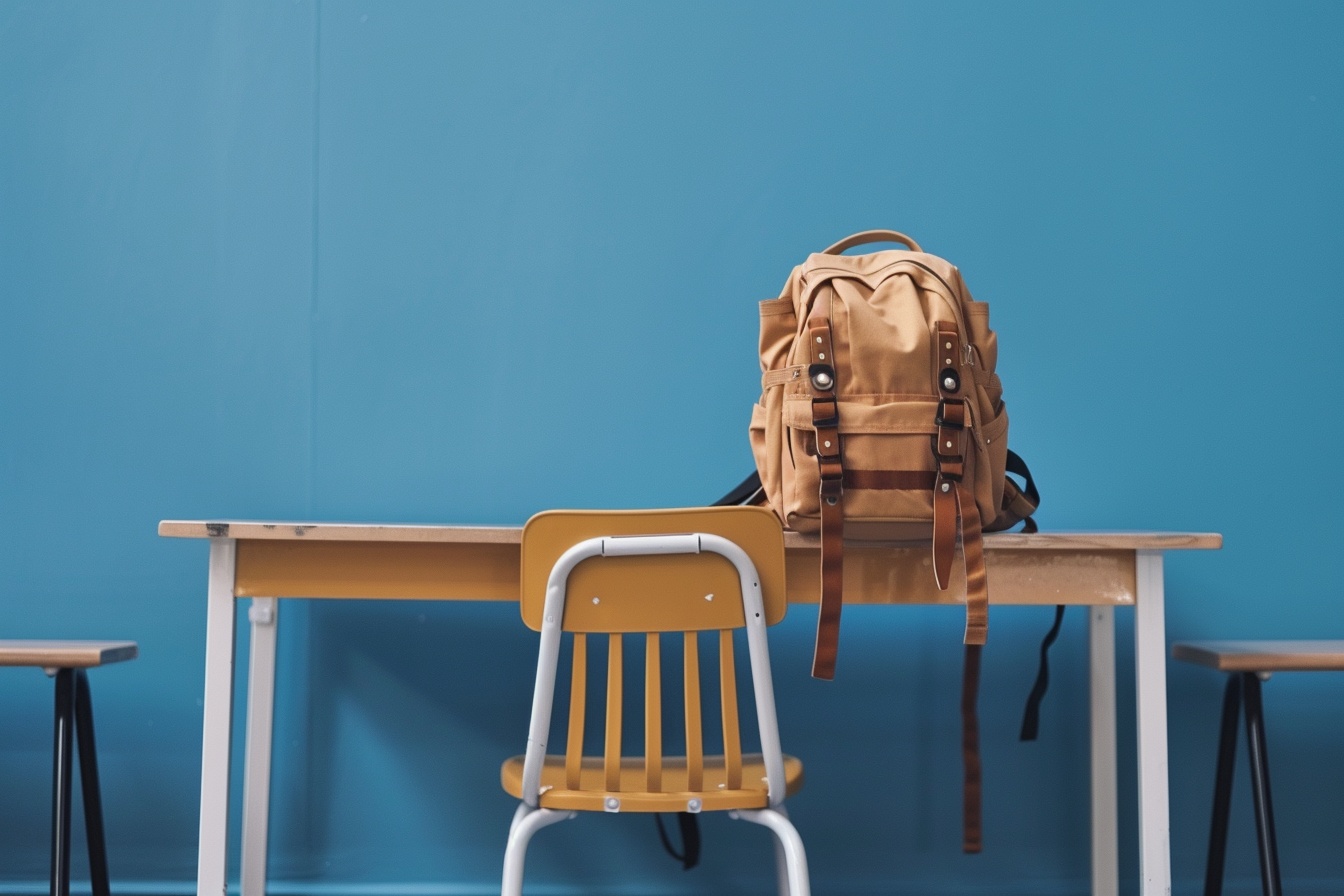 Ultimate Back to School Desk Setup - Blue Backdrop, High Resolution