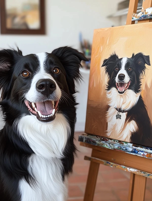 Happy Border Collie: Artistry Meets Canine Joy